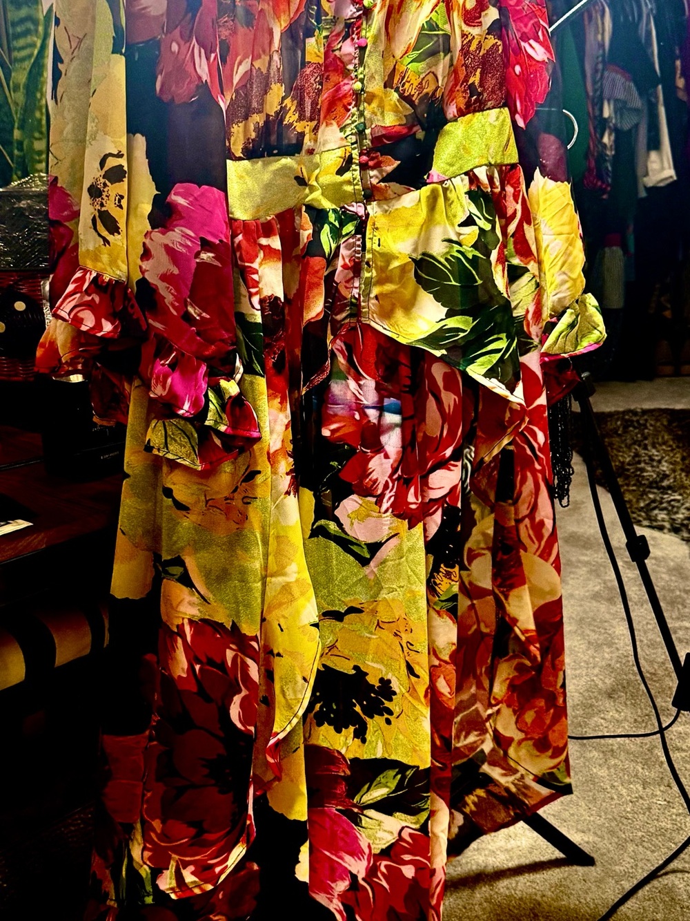 Vibrant Floral Maxi Dress in Yellow & Pink